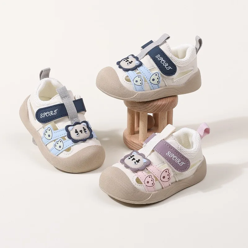 Summer Toddler Mesh Sandals Cute Lion Outdoor Shoes for Children Boys Girls Soft Non-slip First Walkers Kids Closed Toe Sandals