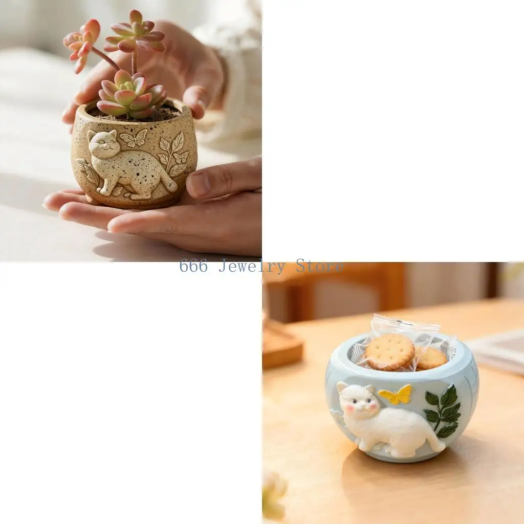 F2TD Creative Cats Shaped Silicone Mould for Flower Pots Jewelry Containers Easy Demolding Craft Project Home Decoration