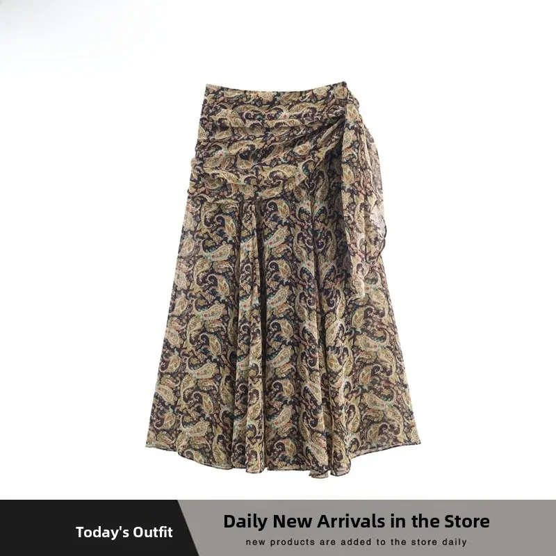 

Модная осенне-зимняя новая женская длинная юбка с узором пейсли ZR Sle, юбка трапециевидной формы из полиэфирного волокна Ci для поездок на работу