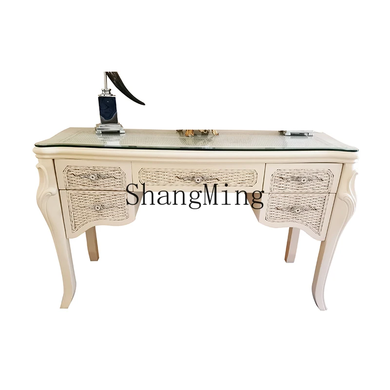 

CL desk rattan art dressing table cabinet, solid wood dressing table, writing table