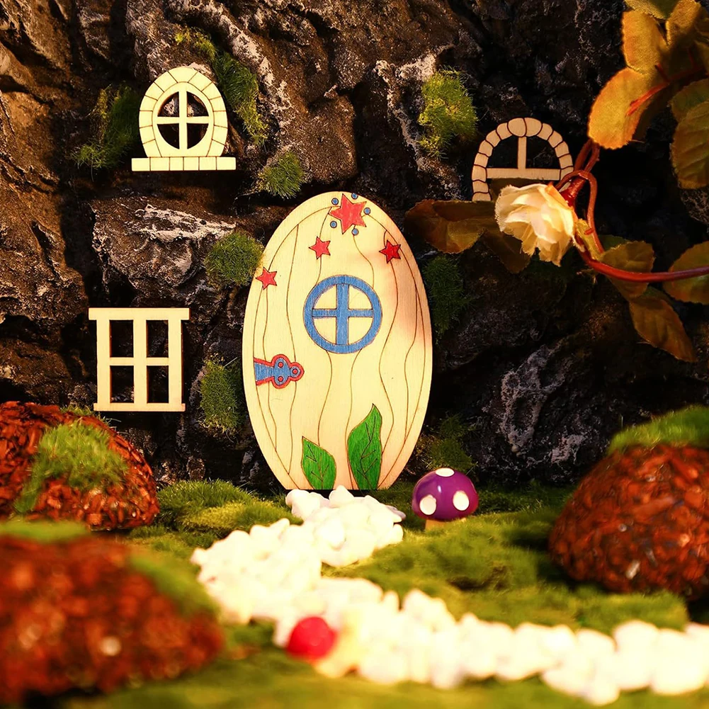 

64pcs DIY Craft Fairy Door Kit Unfinished DIY Craft Fairy House Kit For Tree Trunk Yard Decoration