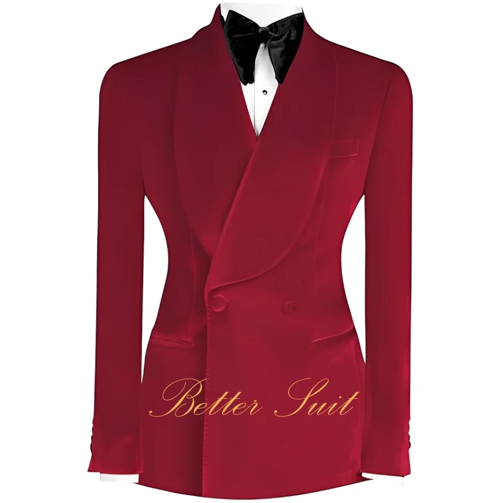 سترة مخملية للرجال بياقة شال سترة مزدوجة الصدر للرجال بزرين سترات بدلة سهرة لحفلات الزفاف والحفلات الراقصة