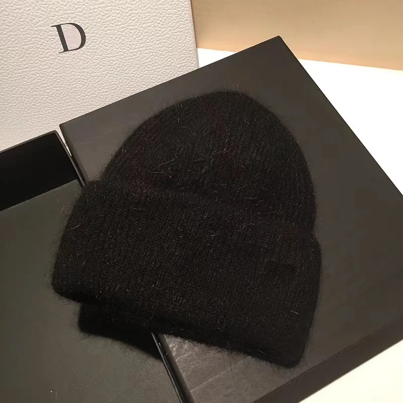 2024 Angora Winter Hat for Womens Rabbit Fur Fluffy Knitted Beanies Hat Bonnet Female Soft Warm Ski Skullies Beanies