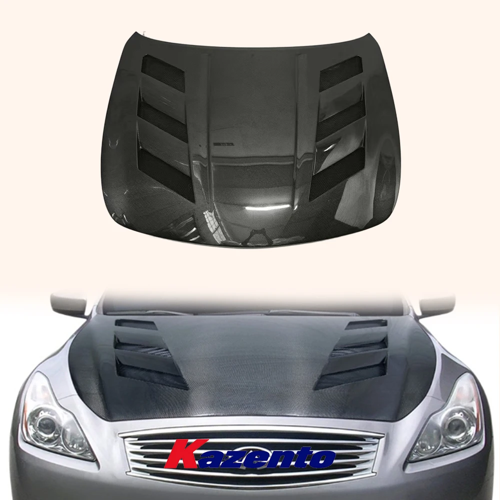 For Infiniti G37 4 Door (Sedan Only) KZ Style Carbon Fiber Front Hood Bonnet