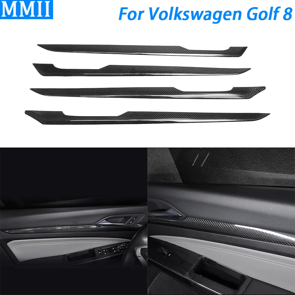 For Volkswagen Golf 8 2021-2024 Real Dry Carbon Fiber Inner Door Panel Decorative Cover Car Interior Modification Accessories