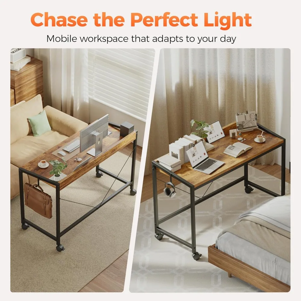 مكتب ألعاب مدمج على عجلات للمساحات الصغيرة، ومكتب منزلي حديث وبسيط وطاولة كتابة للدراسة #3
