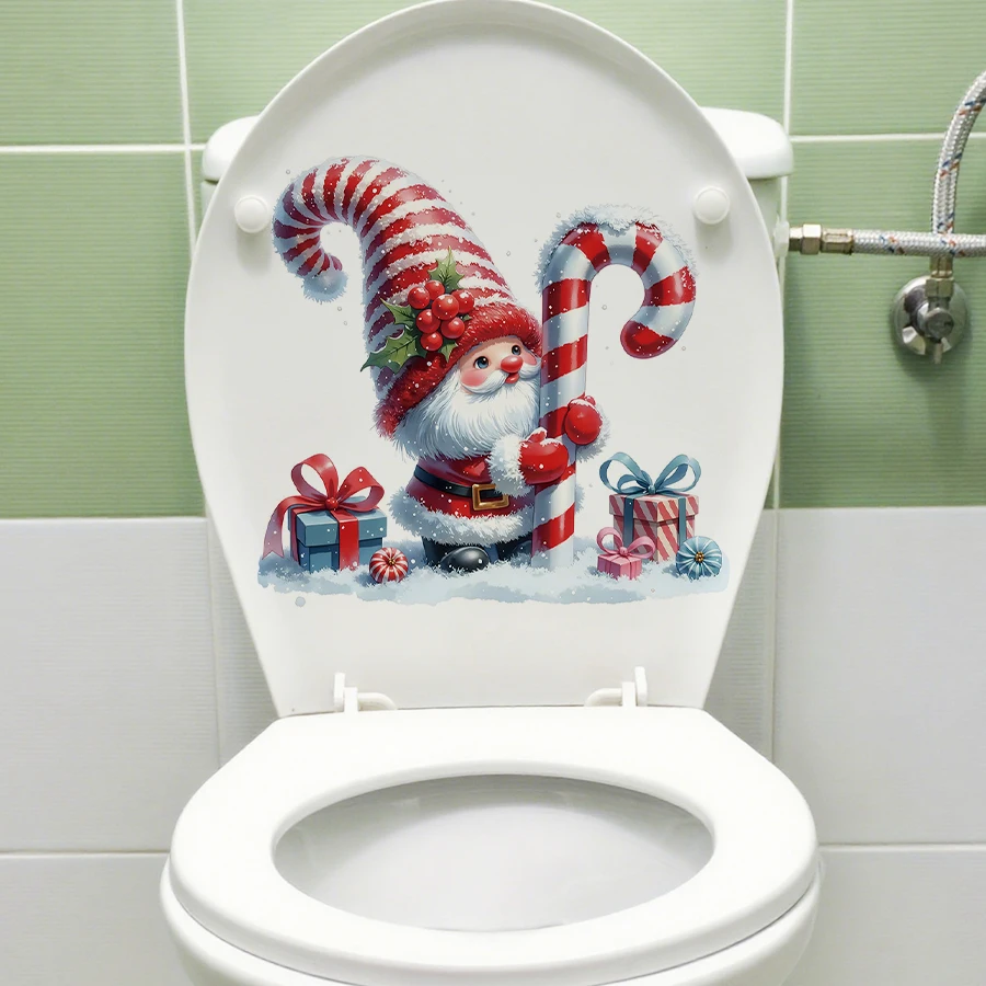 1pc Cartoon Weihnachten Wc Aufkleber Abnehmbare PVC Badezimmer Dekoration Für Schlafzimmer Wohnzimmer Badezimmer Wc Deckel Aufkleber