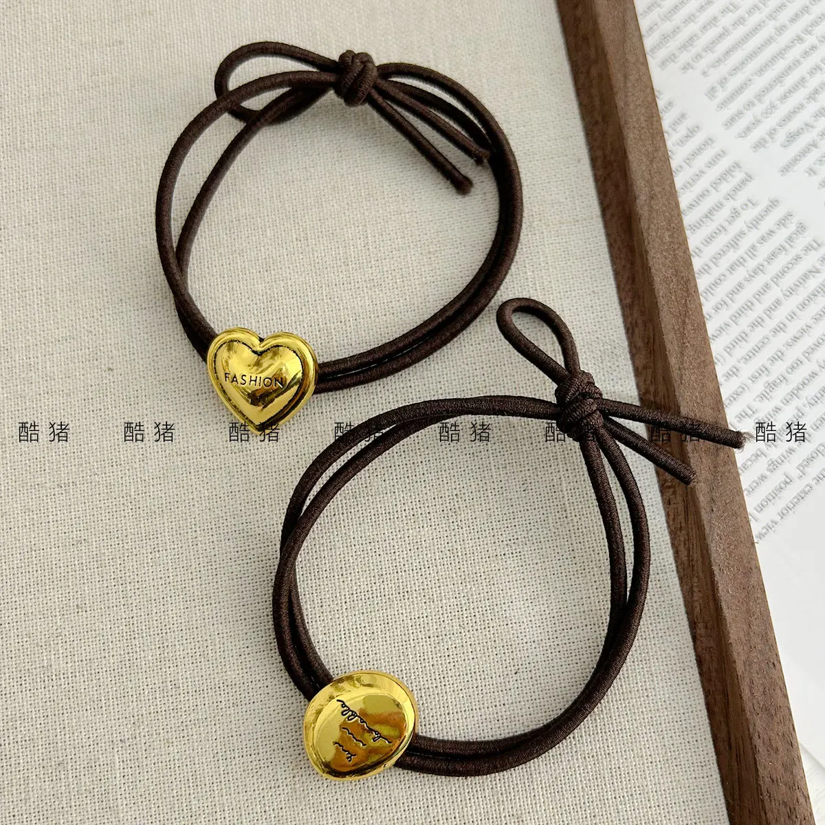 2pcs korean style chill gold heart hair ties for women cute hair accessories for girls female barrettes