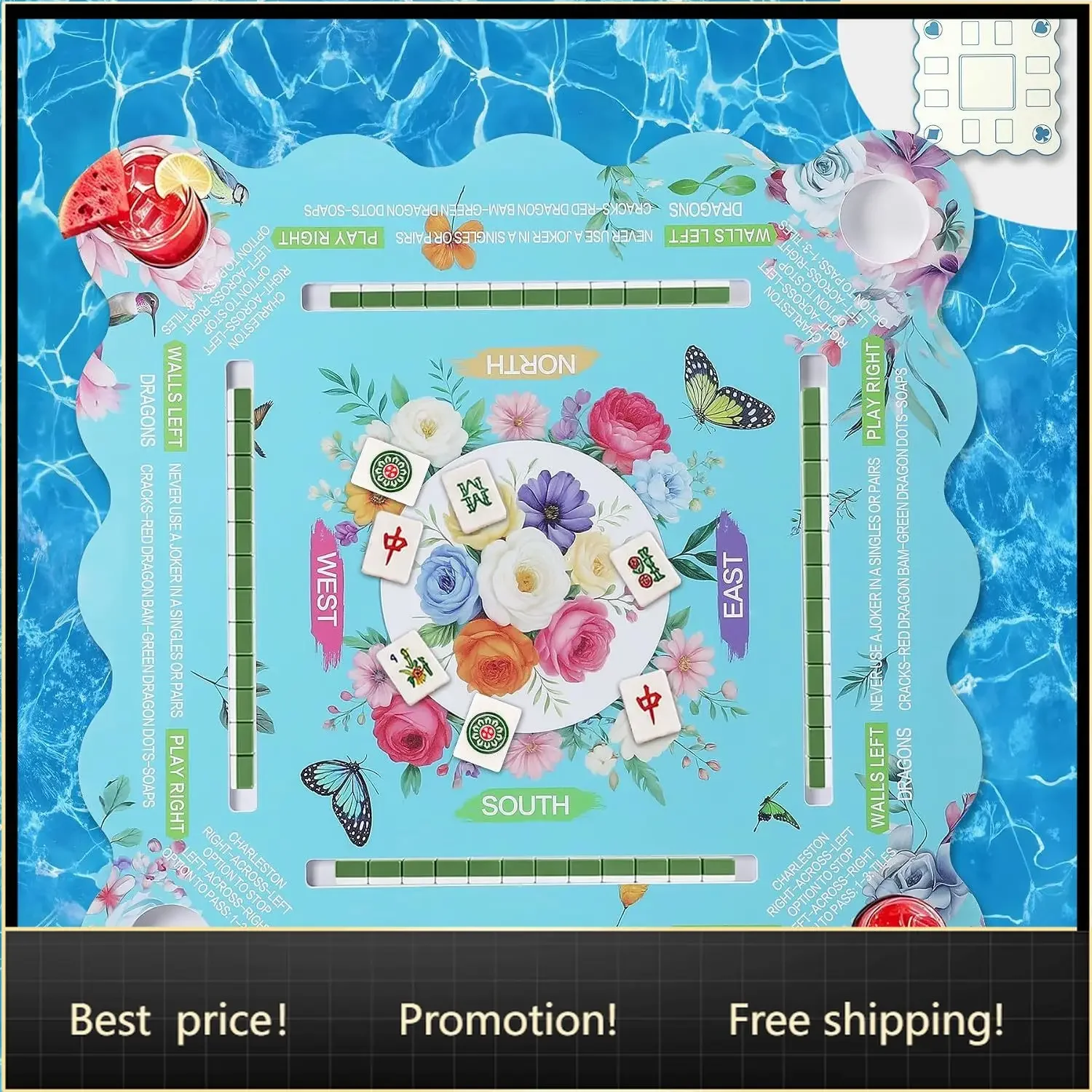 Brand new fast shippingBestsellerFloating Mahjong Table for Pool, Double-Sided Water Game Tray, Blue | 32