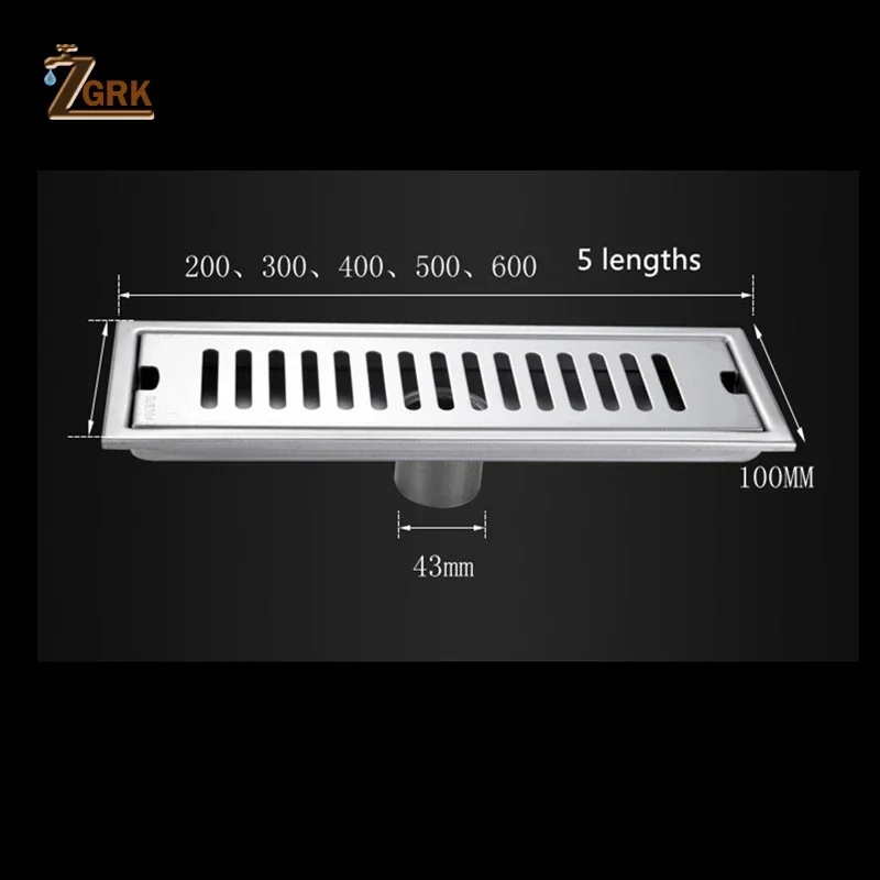 Stainless Steel Floor Drain Shower Room Large Displacement Linear Drain For Shower Floor Deodorant Drain Cover Rectangular 60cm