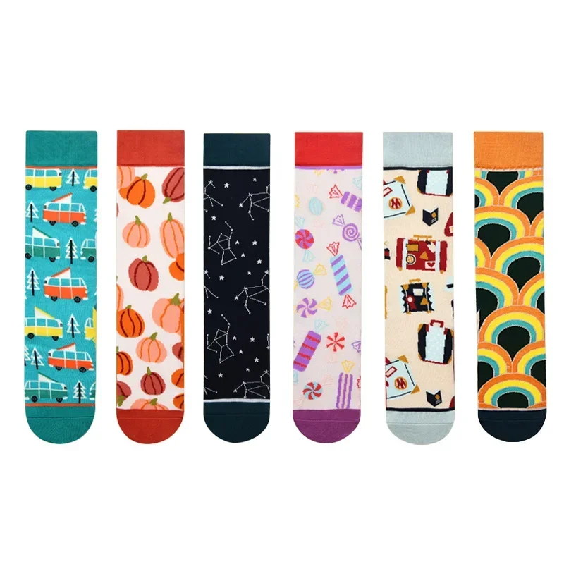 New product straight net red long socks female cotton spring illustration creative funny autumn and winter straight socks