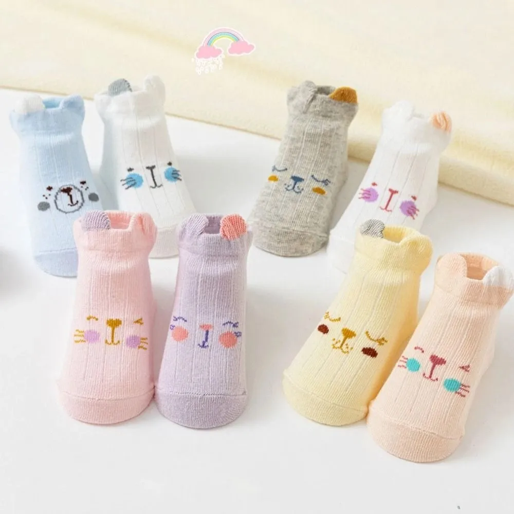 

8Pairs Bear Ears Baby Cotton Socks Cat Rabbit Autumn Spring Toddle Short Tube Socks Breathable Cute Children Cartoon Socks