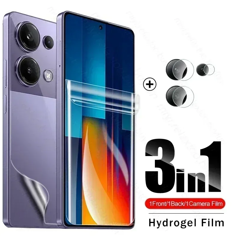 3To1 Front Back Hydrogel Film For Xiaomi Poco M6 Pro 4G Camera Glass On Poko Little M6Pro M 6 Pro 4G Screen Protector Not Glass