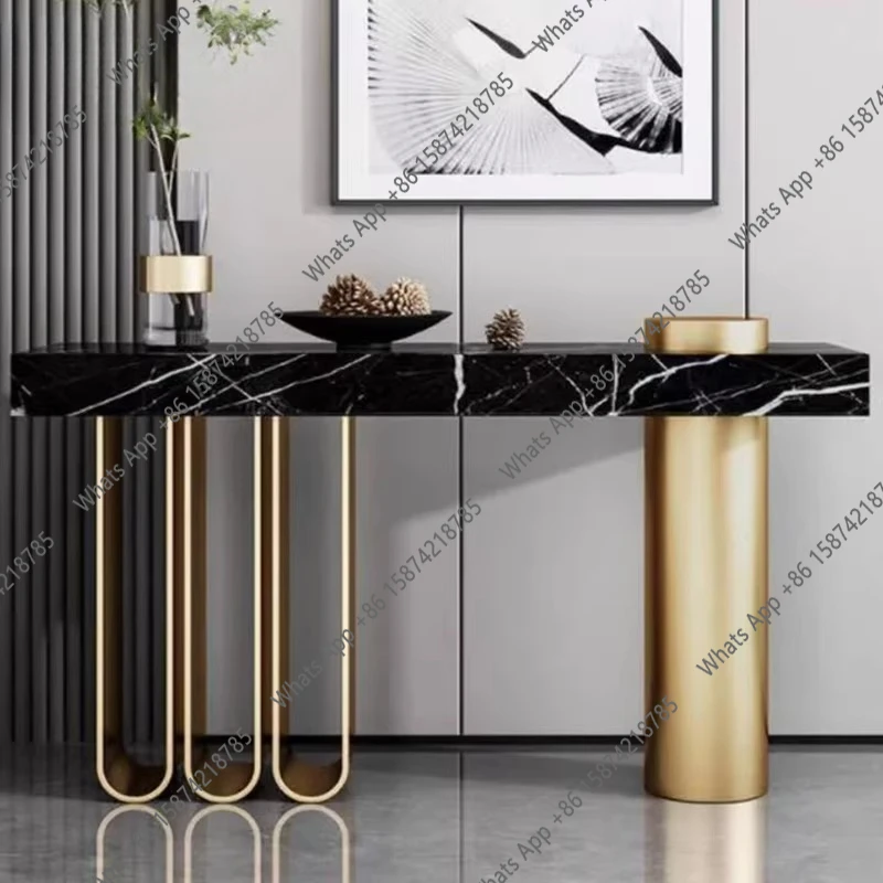 

Customizable club apartment home entryway high-end marble light luxury style wall entrance cabinet