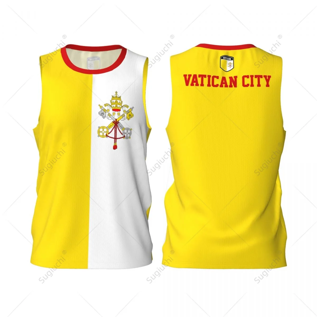 

Vatican City Flag Men Basketball Sports Jersey Running Fitness Multifunction Sleeveless tshirt Exclusive Custom Name Nunber