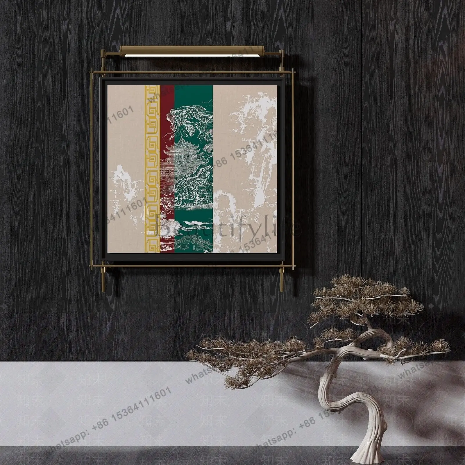 Modern light luxury abstract hanging painting entrance decoration high-end atmosphere custom painting