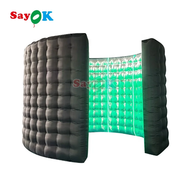 SAYOK Commercial Inflatable Circle Wall Photo Booth Backdrop with Air Blower for Wedding Party Exhibition Event