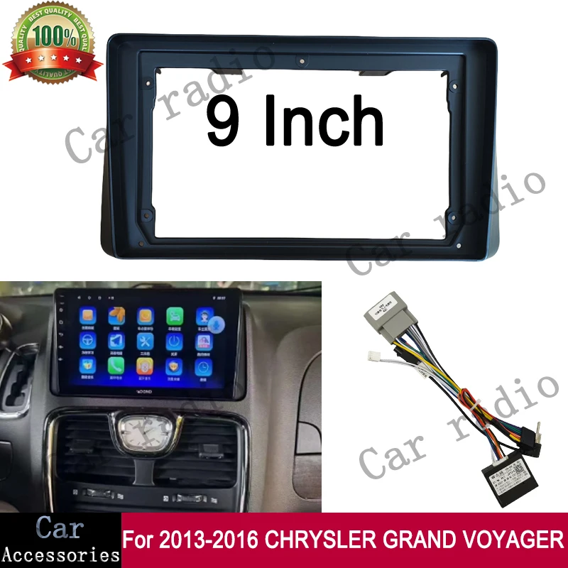 

For 2013-2016 CHRYSLER GRAND VOYAGER 9 Inch Car Radio Android Stereo Frame Player 2Din Head Unit Fascia Panel Dash Board Cover