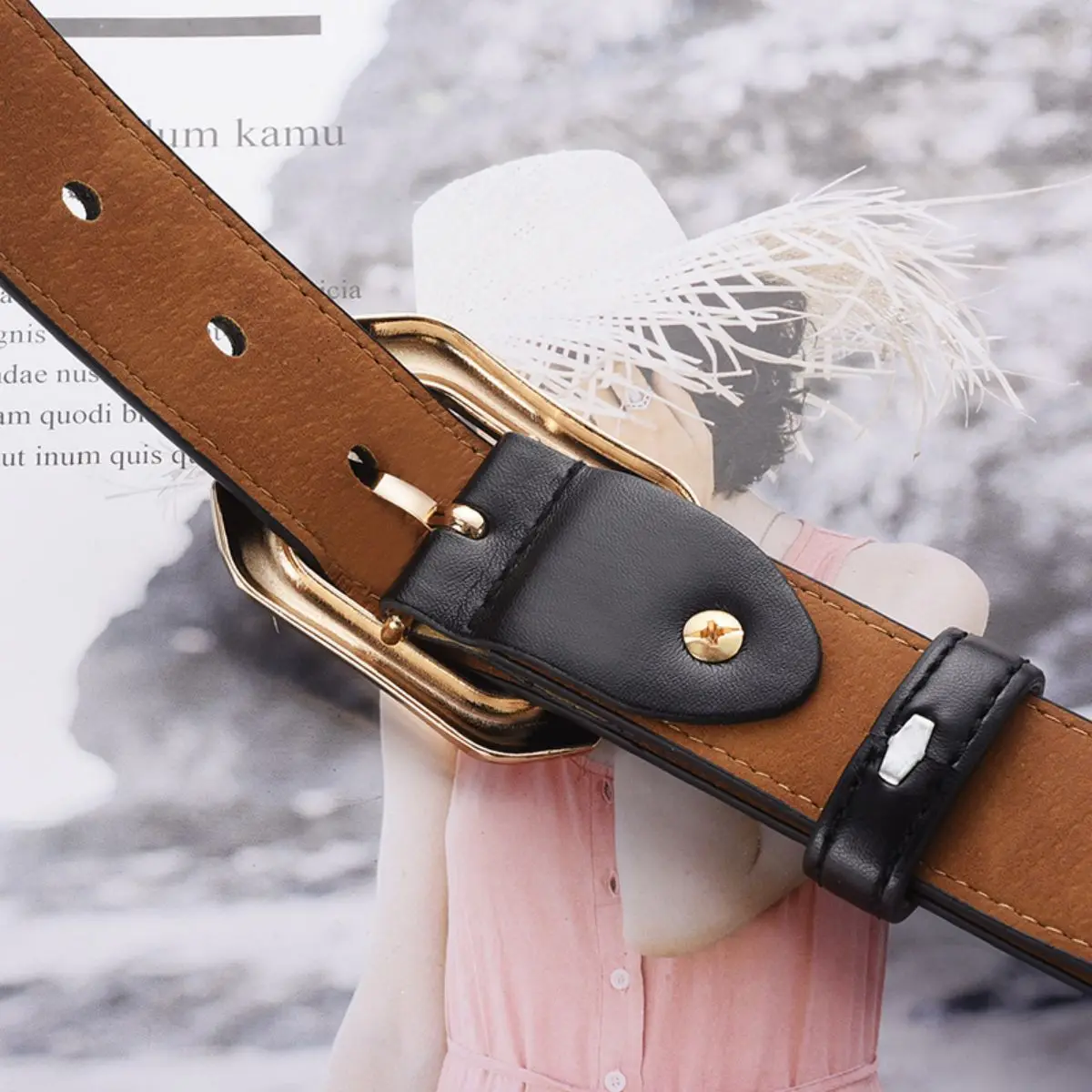 Neuer Damengürtel Trend Gold Nadelschnalle Gürtel PU-Ledergürtel Authentischer passender Jeans Günstiger Gürtel – Detail 7