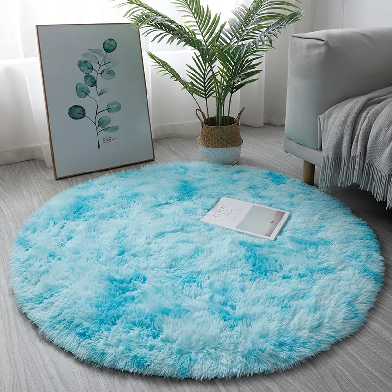 VIKAMA Simple Velvet Carpet For Living Room Coffee Table Rug For Bedroom Vanity Table Round Carpet Anti-Slip Home Decoration