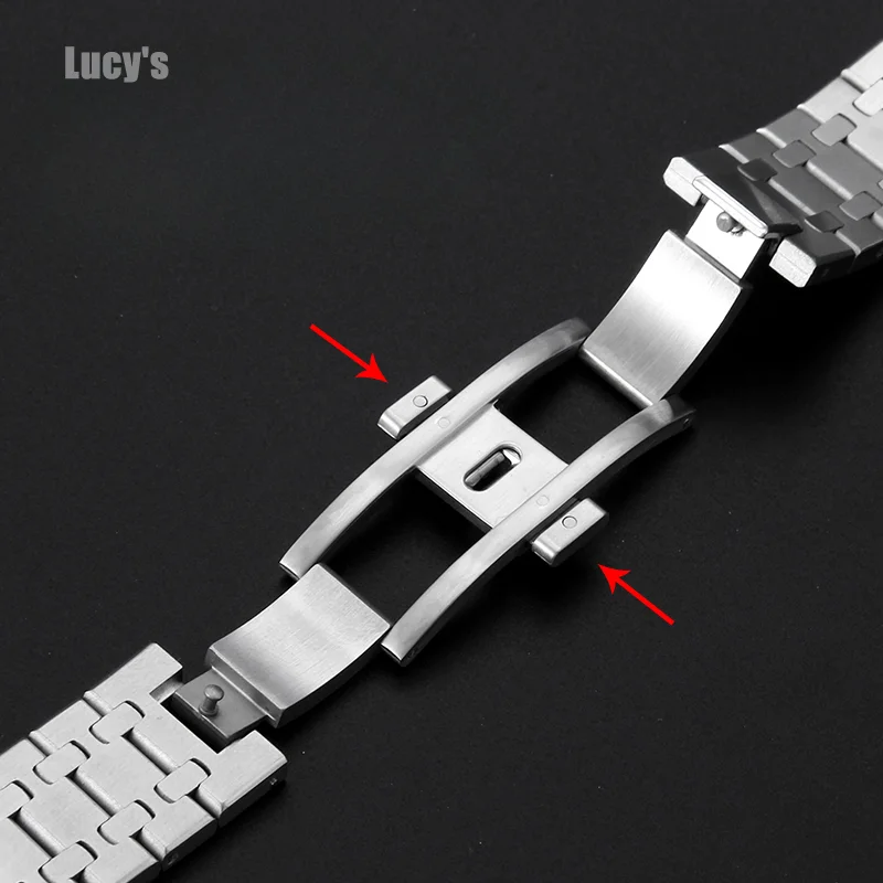 Solid Stainless Steel Watchbands  for Ap Royal Oak Series Men's Butterfly Buckle Concave-Convex 15400 15500 Accessories 26mm