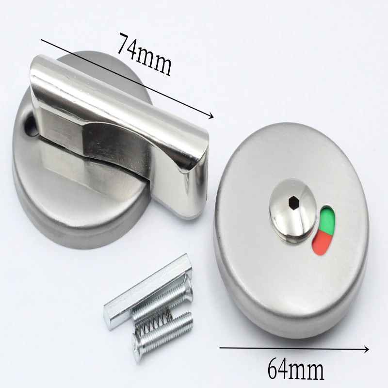 

Toilet Partition Vacant Occupied Round Lock Heavy Duty Stainless Steel Indicator Lock Public Restroom Door Hardware