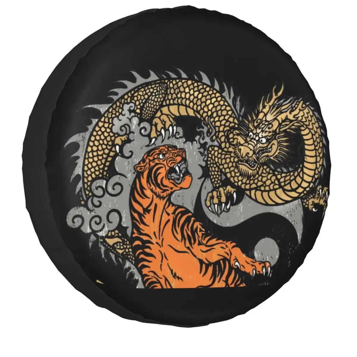 Jiu Jitsu Tiger And Dragon Yin Yang Spare Tire Cover Case Bag Pouch Martial Arts Wheel Covers for Jeep Honda 14