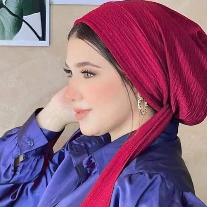 New Crystal Hemp Long Tail Headscarf Hat Women Muslim Hijab Turban Chemo Cap Beanies Bonnet Hair Loss Head Wrap Turbante Mujer