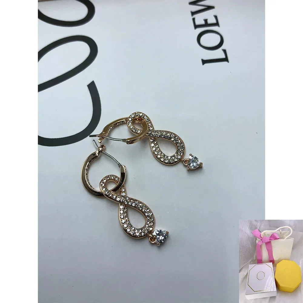 

2024 new hot selling rose gold 8-shaped full diamond earrings romantic holiday gift
