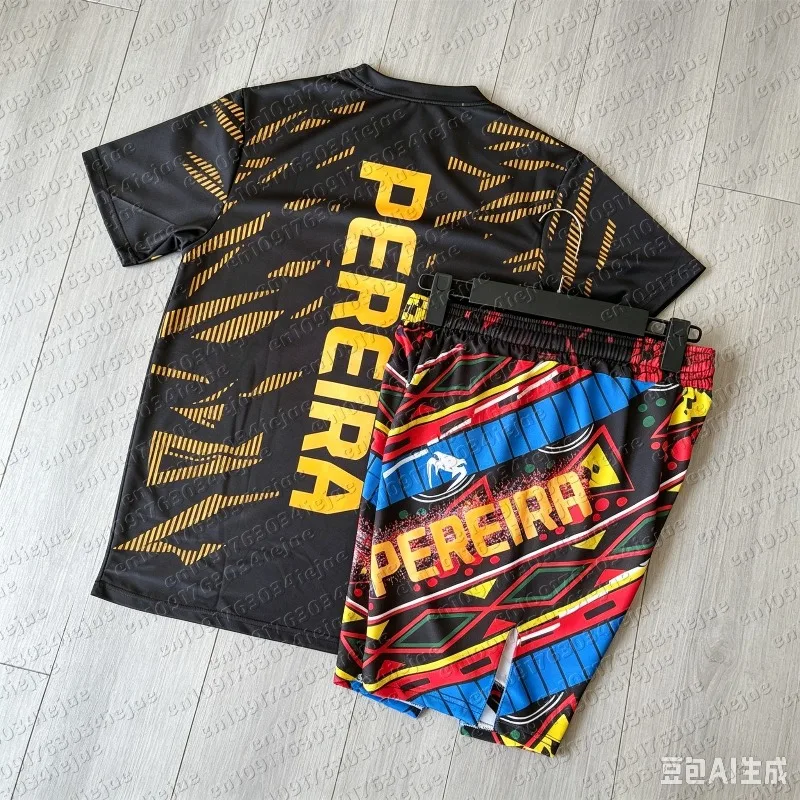 Summer Top Boxer MMA Octagonal Cage Alex Pereira Tshirt Shorts Set Men Kid Training Running Set Speed Drying Fighting Set