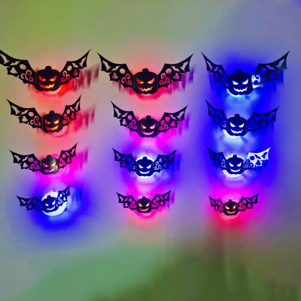 Light-up Halloween Decor Pumpkin Wall Sticker Halloween Led Light Wall Sticker Set with Spooky Bat Pumpkin Spider for Holiday