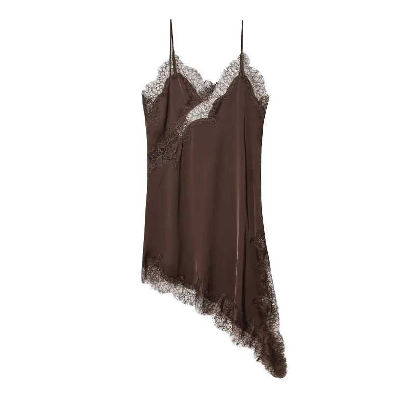 Vestido de encaje para mujer, mini vestido de satén sin espalda para verano, vestido asimétrico de fiesta, sexy para playa 3