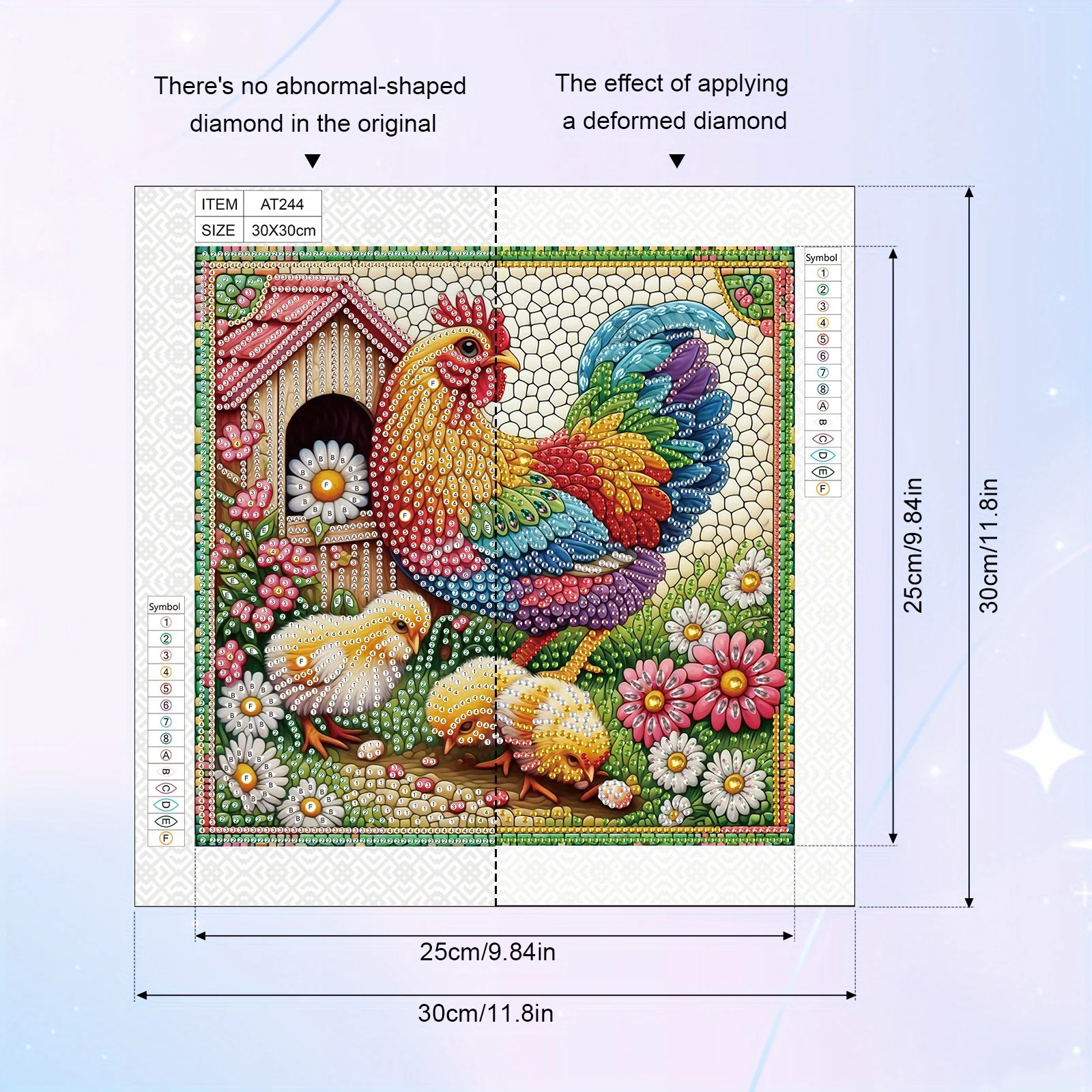 DIY Rooster and Flower 5D Special Shape Diamond Art Kits for Beginners,Diamond Art Painting Kits for Home Wall Decoration Gift