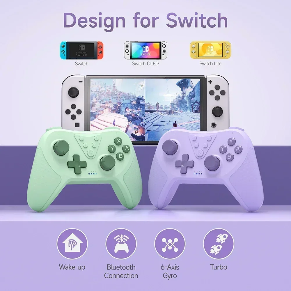 

Игровой Bluetooth-контроллер для Nintendo Switch, ПК, Steam Deck, 6-осевой гироскоп, беспроводной геймпад T37