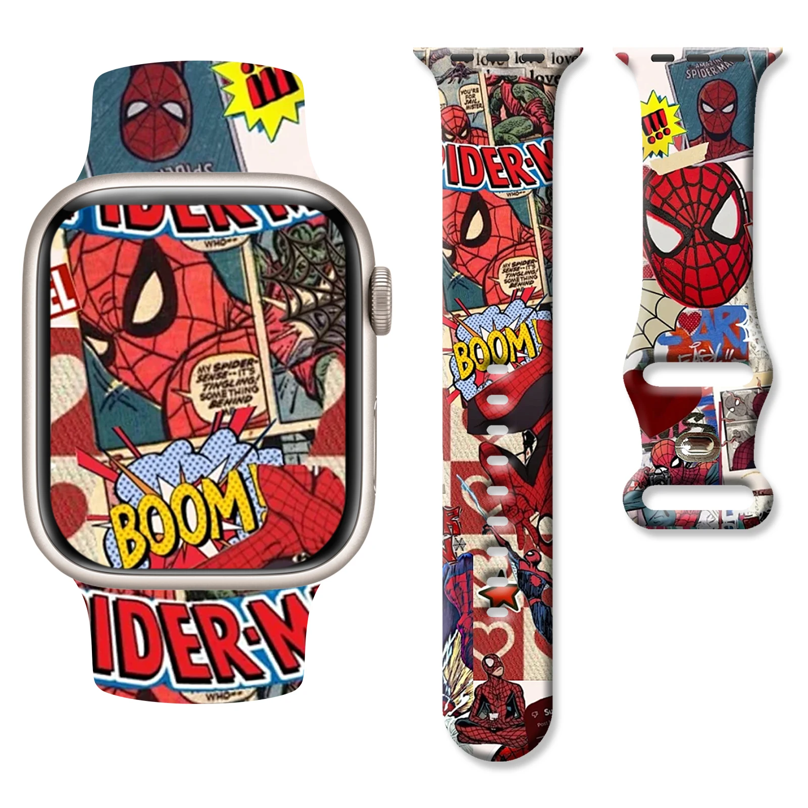 

Disney Spider-Man Silicone Strap for Apple Watch 10 9 8 7 6 Band Replaceable Bracelet for iWatch 46mm 44mm 42mm 41mm Watchband