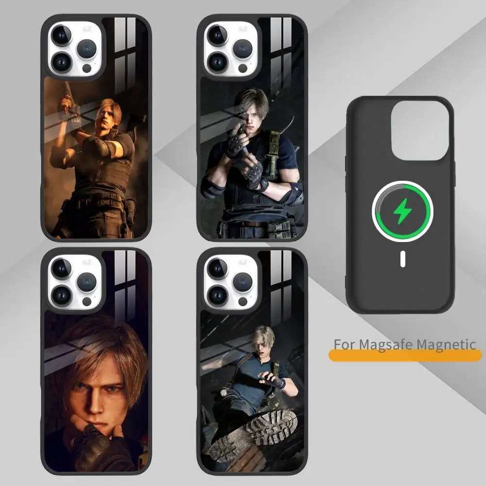 

Leon Resident Evil 4 Remake Phone Case For IPhone 14,16,15,13,17,12,Plus,Pro,Max Magnetic For Magsafe Frosted Cover