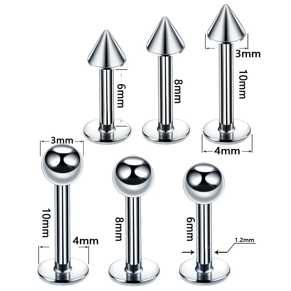 40/60PC Stainless Steel Nose Ring Tongue Bar Set Eyebrow Labret Piercing Set Horseshoe Ring Lot Women Pack Body Jewelry Gift