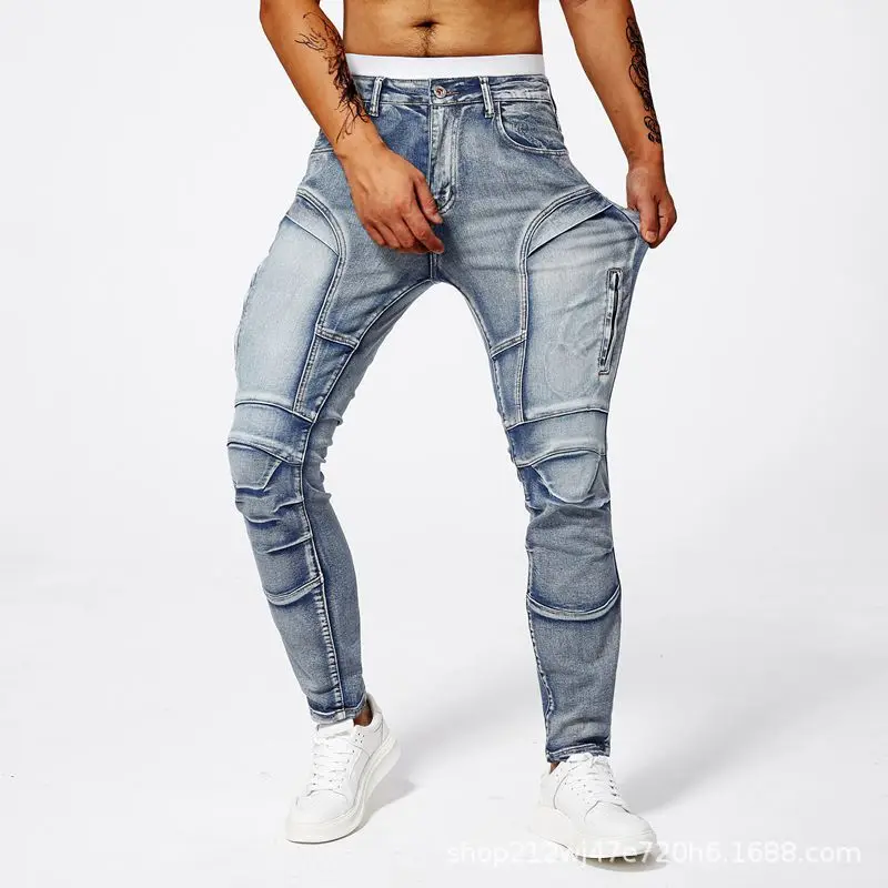 

2025 New Motopants leisure motorcycle jeans riding trousers off-road motocross riding pants zipper design Multiple pockets