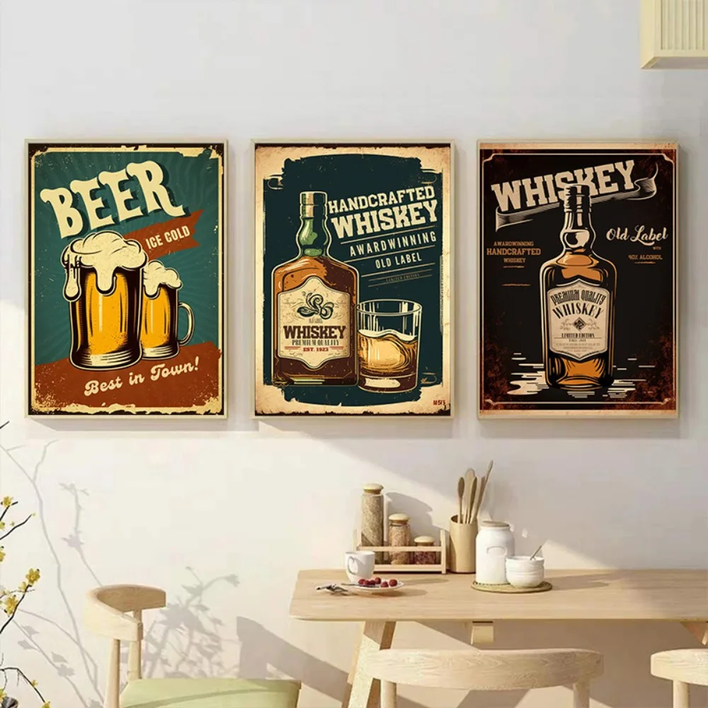 Vintage  Advertisement Delicious Fast Food Poster Retro Chicken Pizza Beer Canvas Painting Wall Art Kitchen Home Decor Chef Gift