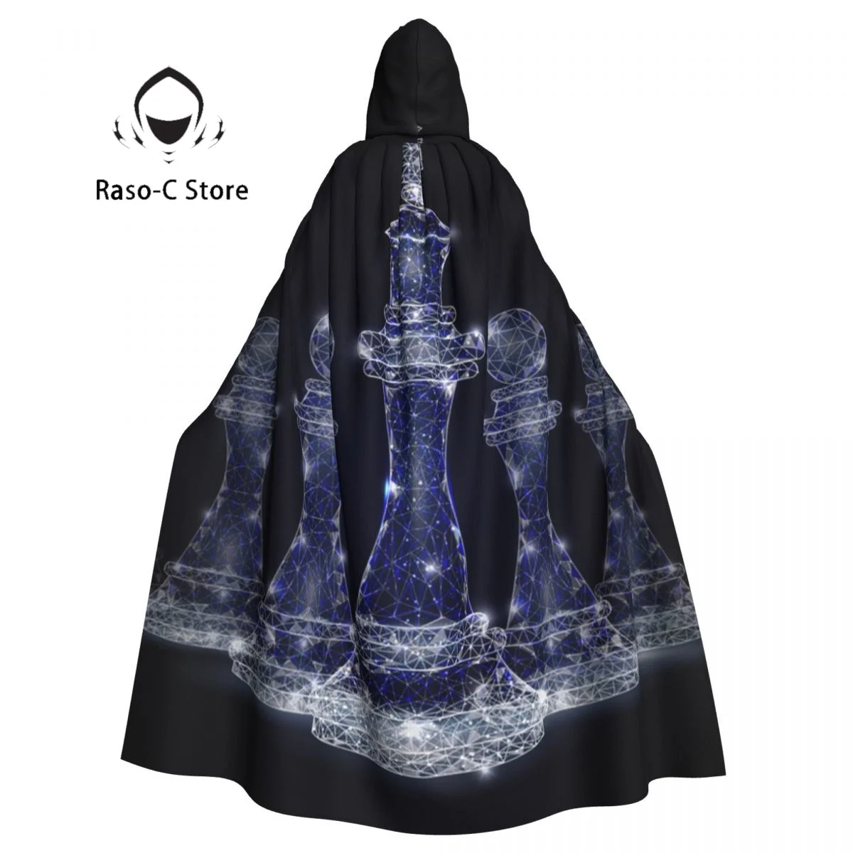 Hooded Cloak Unisex Cloak with Hood Chess Geometric Polygonal Cloak Vampire Witch Cape Cosplay Costume