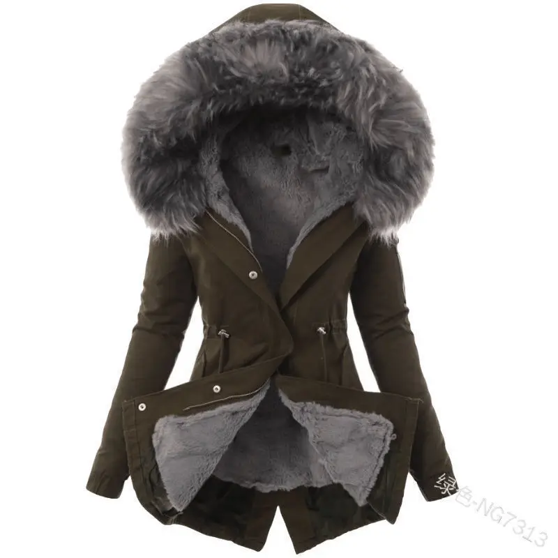 Cotton Jacket Hood Slim Fit Warm Zipper Retro Fashion Plus Size Outwear Versatile Clothing Autumn Winter Daily Female Clothing