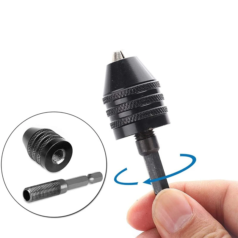 Keyless Drill Chuck Mini Electric Drill Bits Hex Shank Quick Change Adapter Chuck Screwdriver Converter Collet Fixture Tools