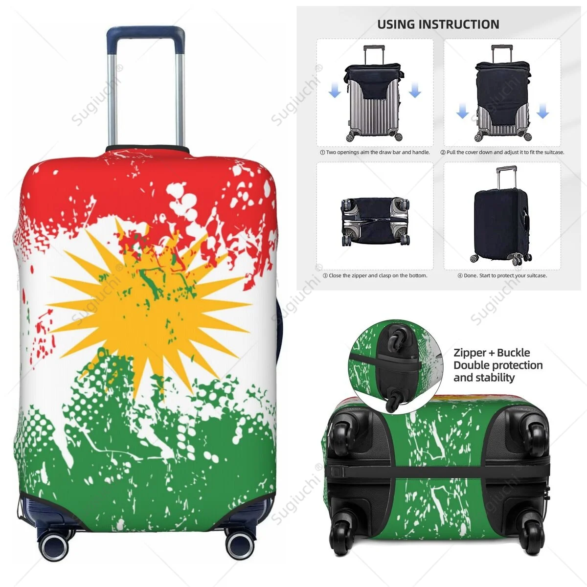 

Kurdistan Flag Flag Luggage Cover Suitcase Elastic Dust Case Travel Accessories Printed Baggage Case Protective