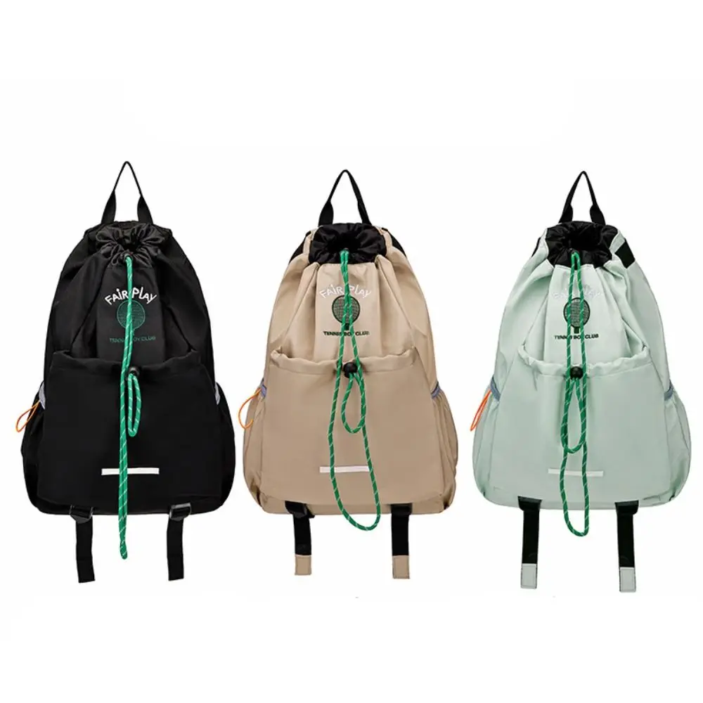Mochila de almacenamiento de raqueta deportiva de gran capacidad, bolso de hombro de nailon para bádminton y Fitness, bolso de mano con cordón para tenis y Fitness