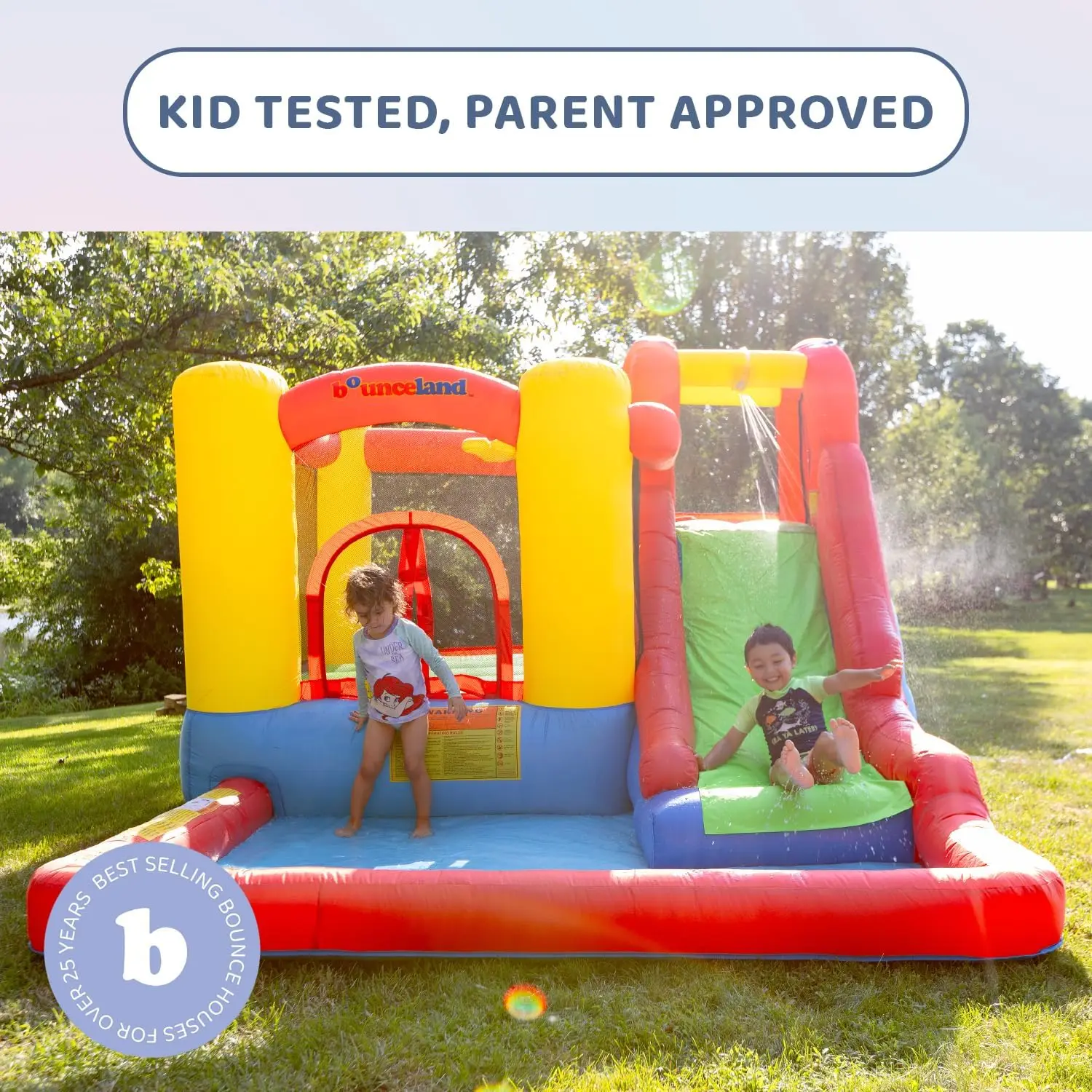 Large Inflatable Bounce House with Water Slide, Pool, Basketball Hoop & Climbing Wall - UL Certified Blower Included