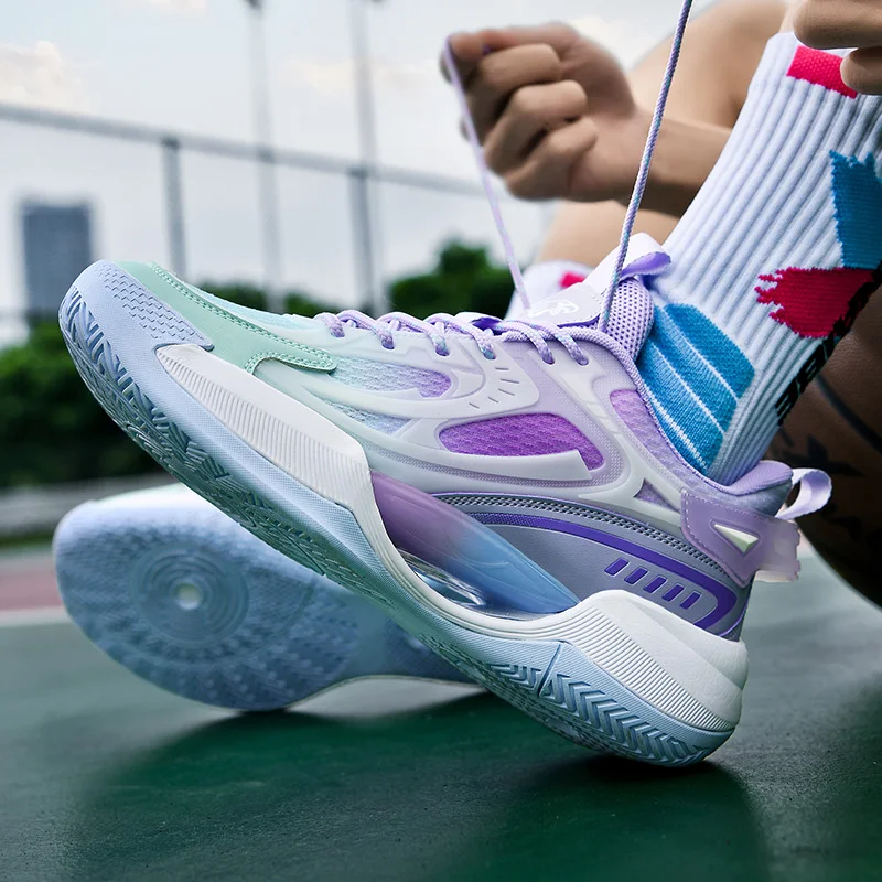 QNX-G777 Tênis de basquete profissional para homens e mulheres, treinamento de ginástica wearable, treinadores esportivos, sapatos de almofada