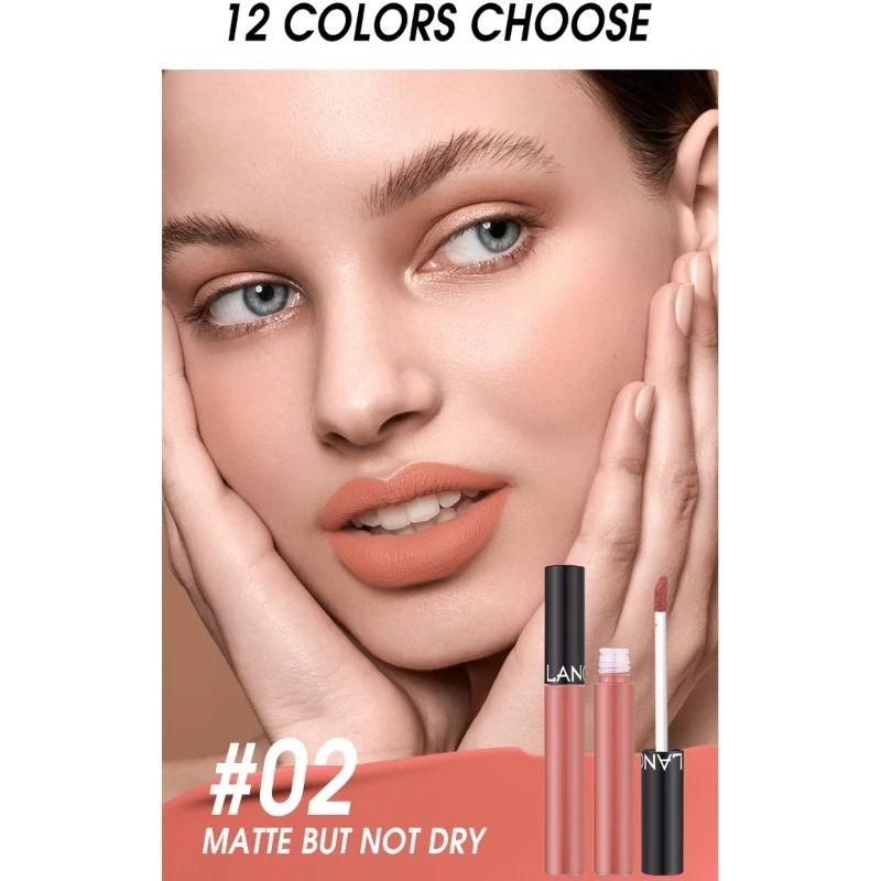 Matte Liquid Lipstick Non-Stick Cup Long Lasting Lip Gloss Waterproof Lips Makeup Gift for Girls and Women