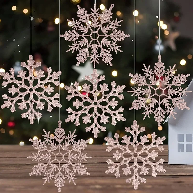 

12pcs Plastic Snowflakes Fake Snow Flake Artificial Snow DIY Handmade Crafts Christmas Trees Ornaments Decorations for Home