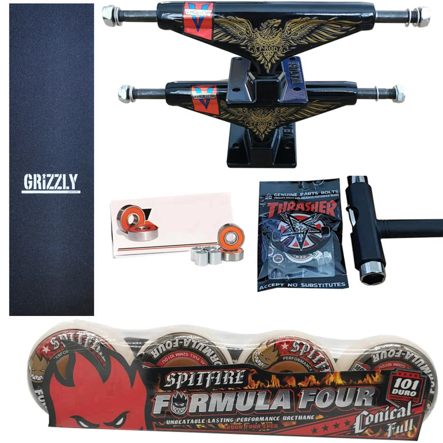 Spitfire roda palsu 5.25 inci VENTURE skateboard truk kualitas baik bantalan baja krom pro pita pegangan papan luncur