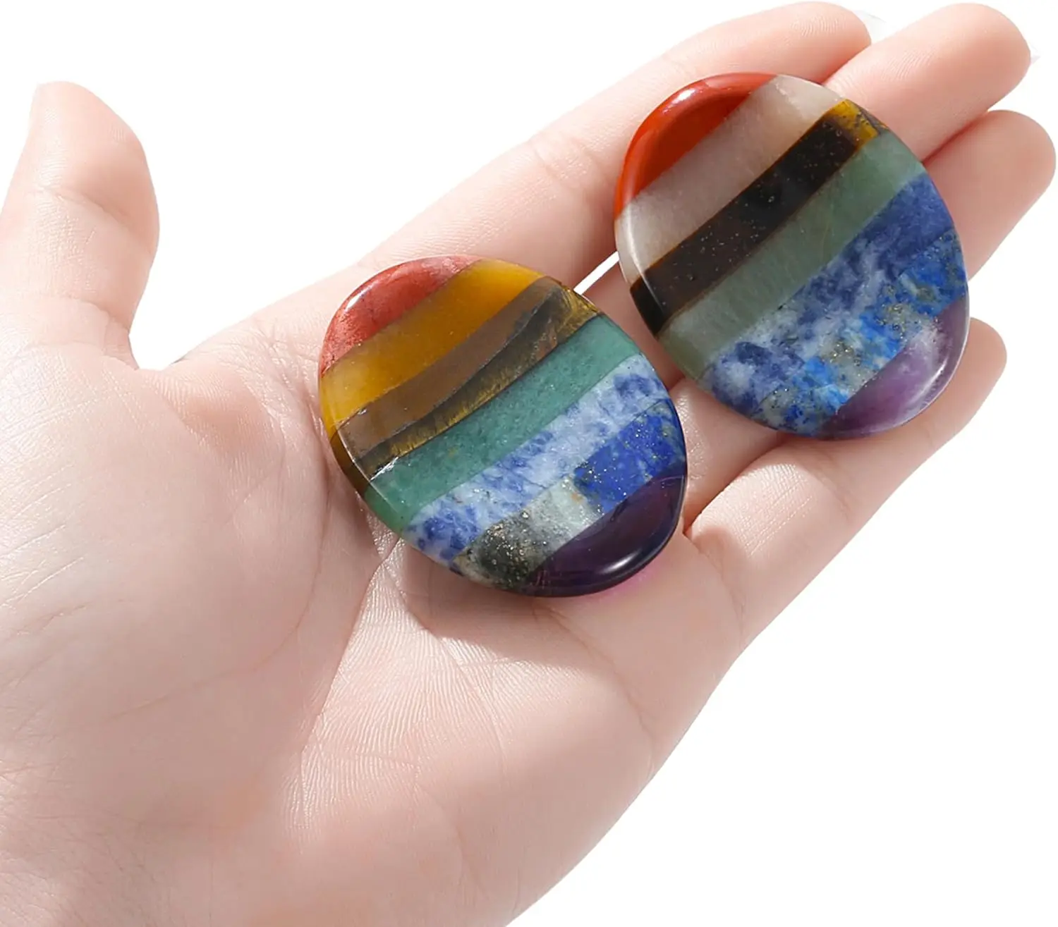 7 Chakra Natural Crystals Healing Stones Thumb Worry Stone for Anxiety Depression ，Meditation Accessories Calm Mental Health view 6